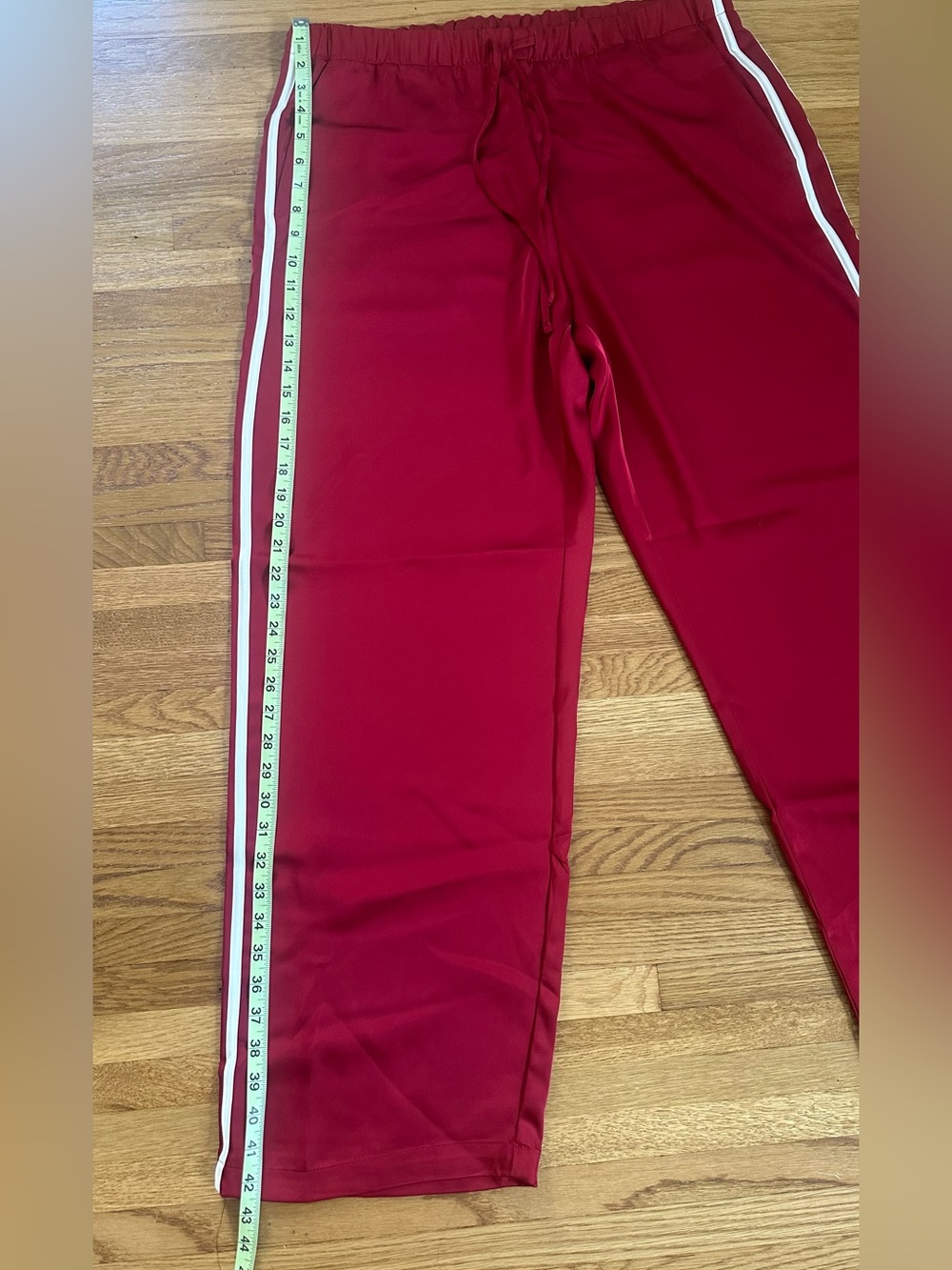 GAP Red Satin Wide-Leg Track Pants with Side Stripes TALL - Picture 7 of 8